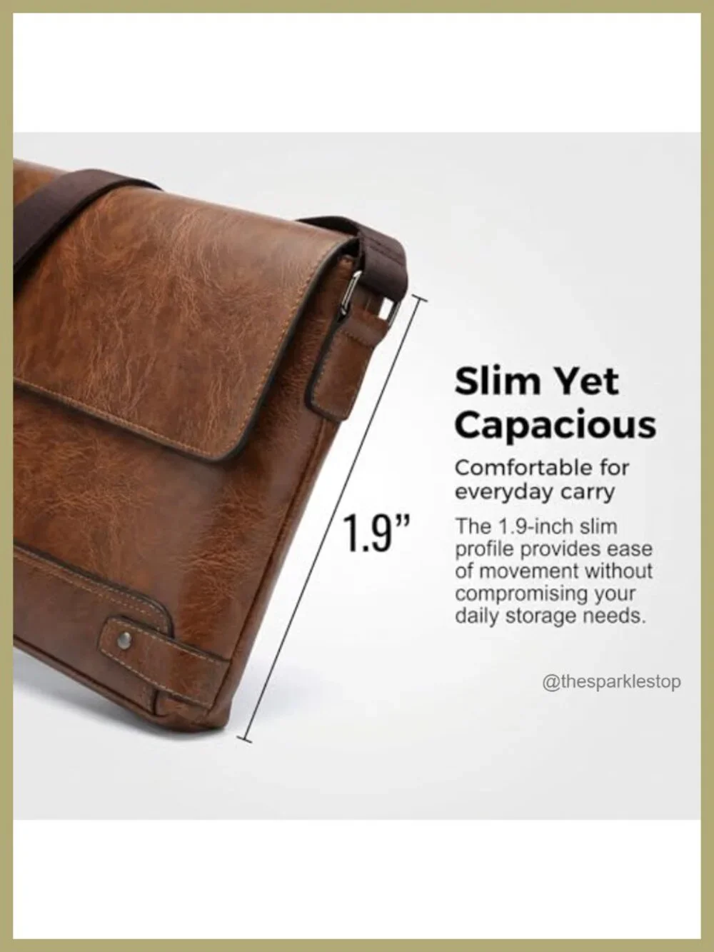 Vintage PU Leather Messenger Bag Slim Crossbody Shoulder Bag for Men Work